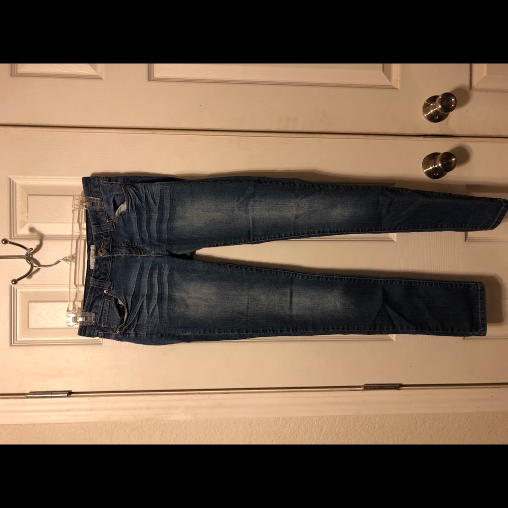 Straight leg pants.